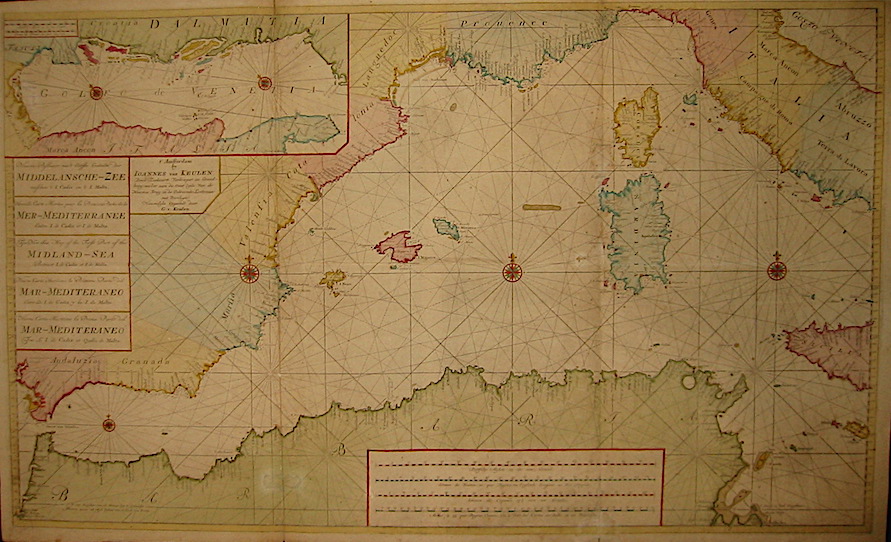 Keulen Johannes, van (1654-1711) Nieuwe paskaard... der Middelansche-Zee - Mer Mediterranee - Midland-Sea - Mar Mediteraneo s.d. (dopo il 1743) Amsterdam  